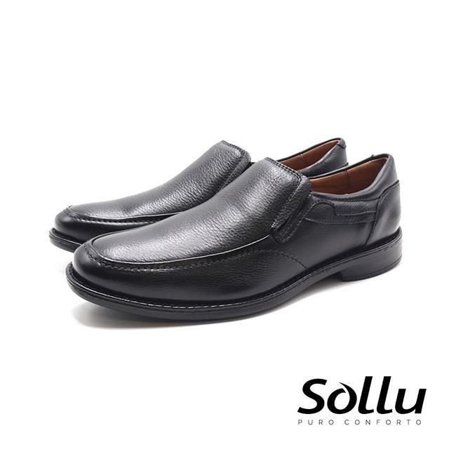 Sollu 巴西專櫃經典手縫線紳士皮鞋 男鞋-黑