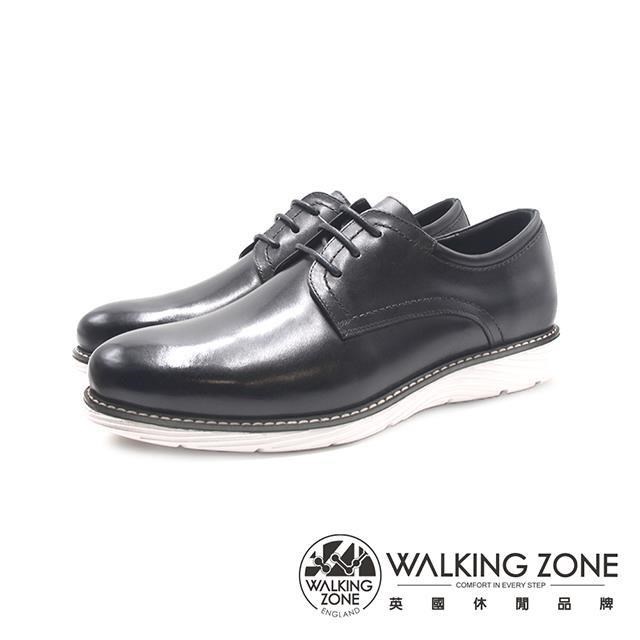 WALKING ZONE(男)輕量抗噪休閒款雅仕皮鞋 男鞋-黑色