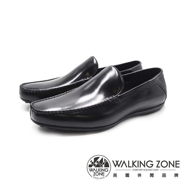 WALKING ZONE(男)方頭車縫樂福皮鞋 男鞋-亮黑色