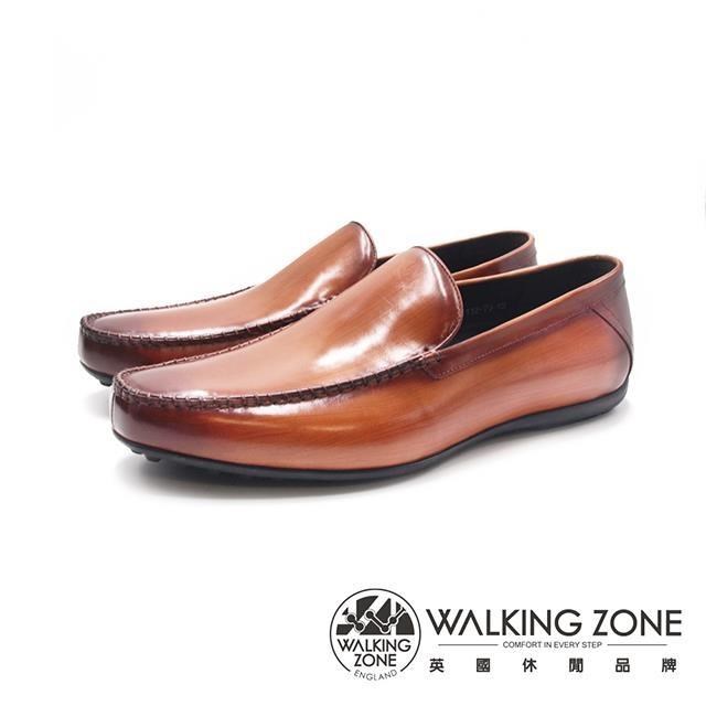 WALKING ZONE(男)方頭車縫樂福皮鞋 男鞋-亮棕色