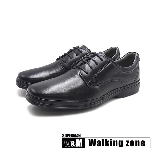 WALKING ZONE(男)SUPERMAN系列 大方頭4孔正裝商務減壓皮鞋 男鞋-黑色