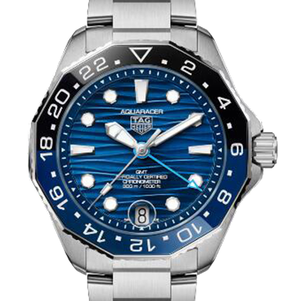 TAG HEUER 豪雅 AQUARACER PROFESSIONAL 300米GMT鏈帶腕錶(WBP5114.BA0013)x藍色海洋x42mm