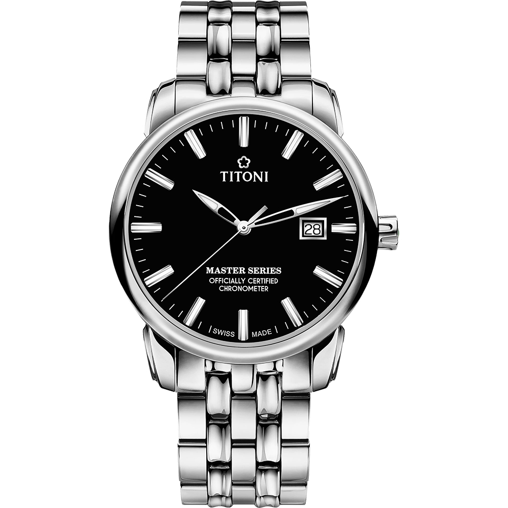 TITONI 梅花錶 大師系列天文台認證機械錶-黑x銀/41mm 83188 S-577