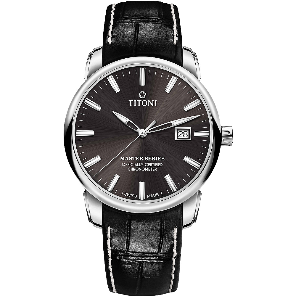 TITONI 梅花錶 大師系列天文台認證12生肖限量機械錶-黑灰 83188 S-ST-576Z