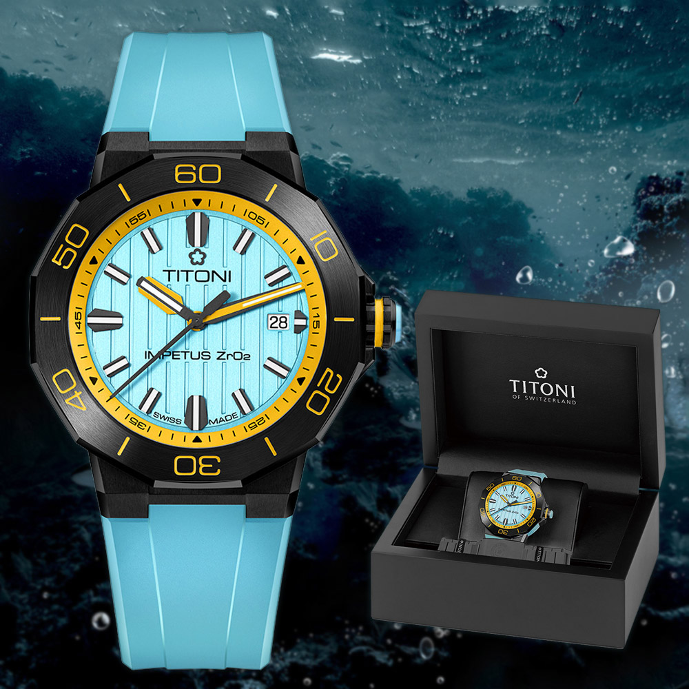 TITONI 梅花錶 Impetus 阿根廷藍 動力系列陶瓷機械錶-43mm(83765 B-AO-707)