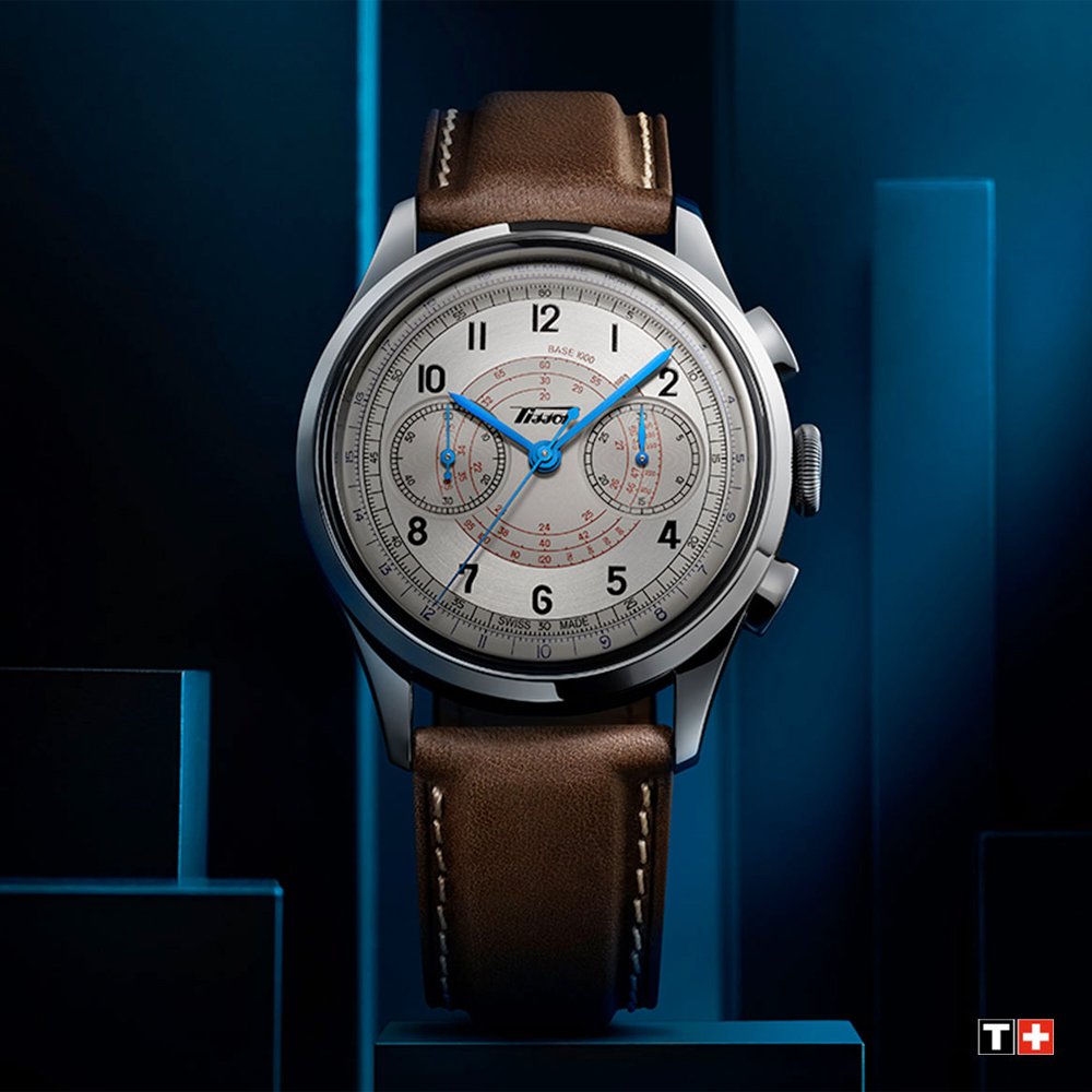 TISSOT 天梭 TELEMETER 1938復刻 計時機械手錶-咖啡X銀 T1424621603200