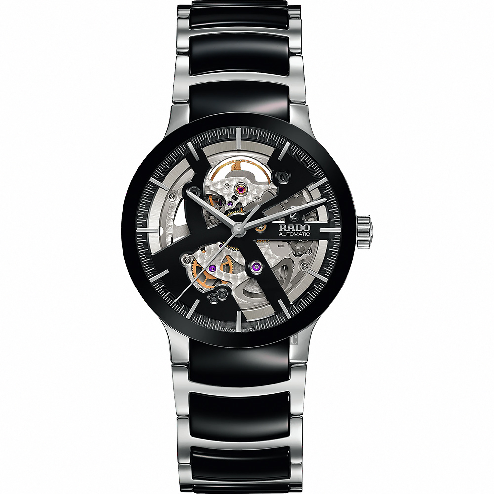 RADO 雷達 Centrix 晶萃系列 高科技陶瓷鏤空自動機械腕錶-38mm R30178152