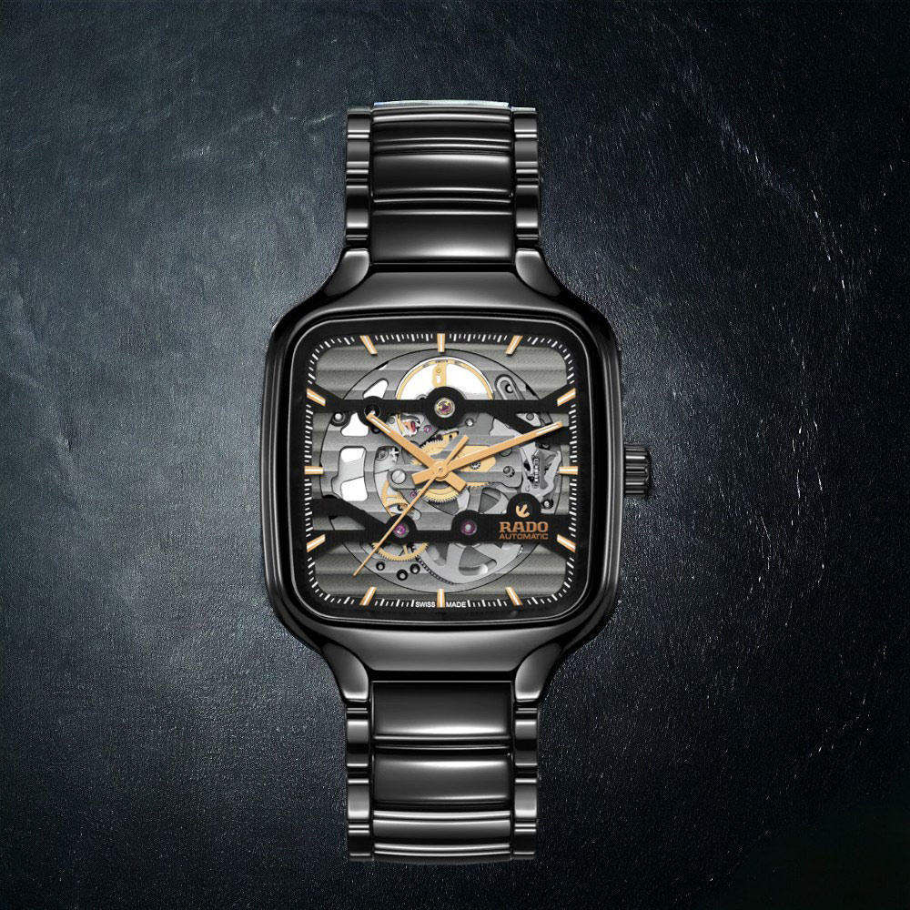 Rado 雷達表 官方授權 True 真系列 方形 真讚 開芯自動機械腕錶-R27124162 R02 陶瓷錶 手錶 男錶 女錶