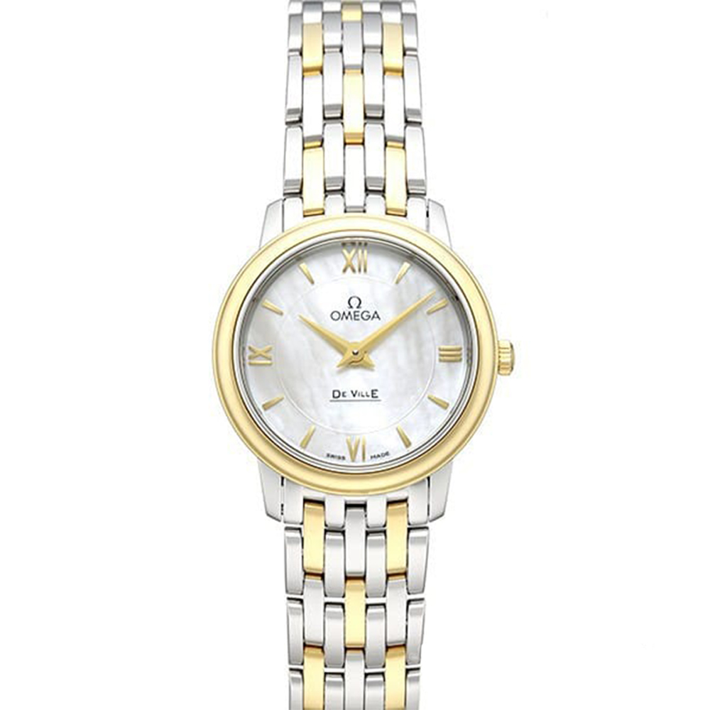 OMEGA 歐米茄 碟飛系列石英半金黃金珍珠母貝腕錶(424.20.27.60.05.001)x27.4mm