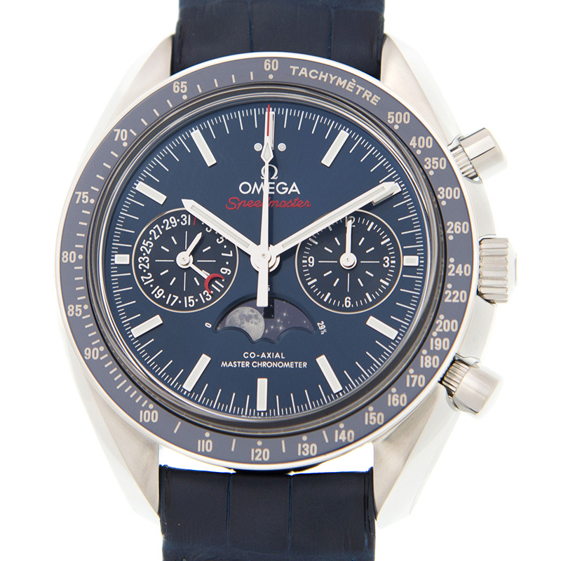 OMEGA 歐米茄 超霸月相計時藍麵皮帶腕錶( 304.33.44.52.03.001)x44.25mm