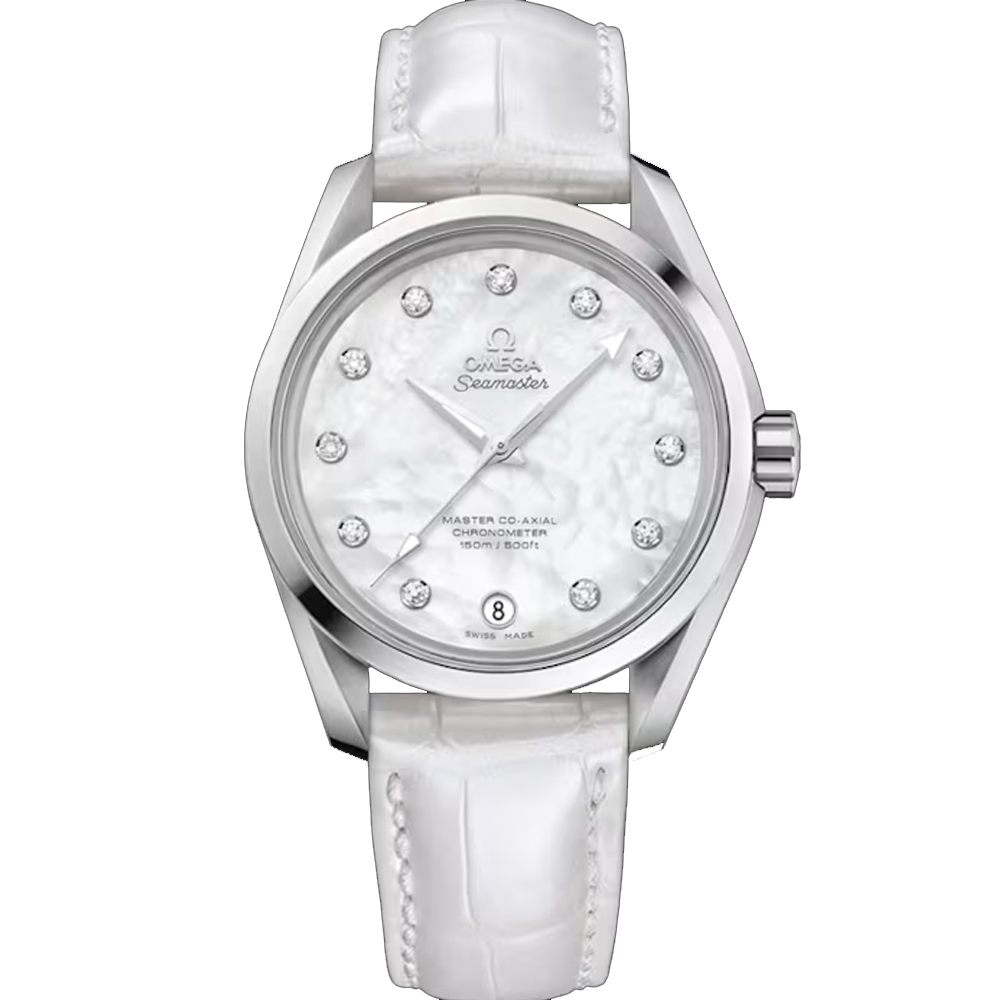 Omega 歐米茄 AQUA TERRA 海馬150米 珍珠母貝面 鑽石時標 38.5MM