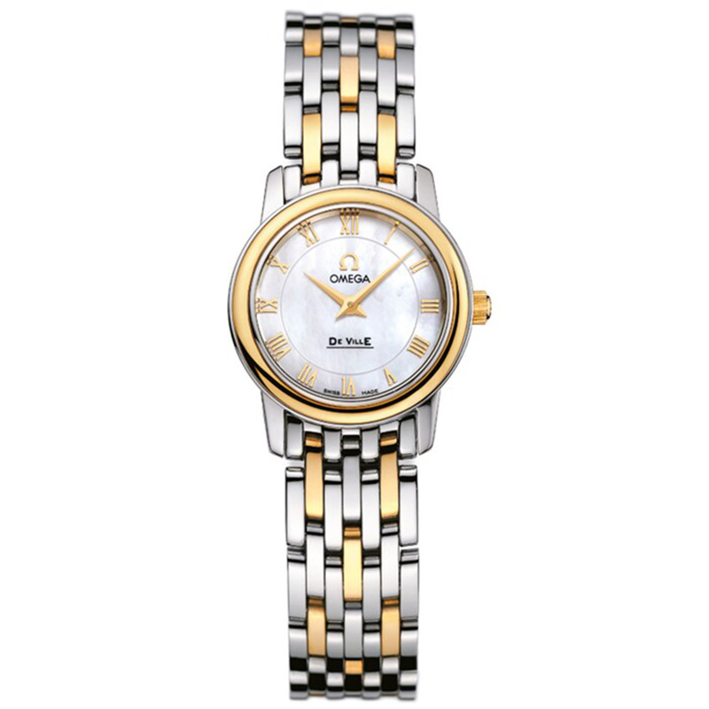 OMEGA 歐米茄 碟飛系列石英半金黃金珍珠母貝腕錶(4370.71.00)x22mm