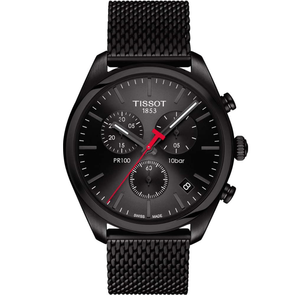 TISSOT 天梭 PR100經典時尚米蘭帶石英計時腕錶(T1014173305100)