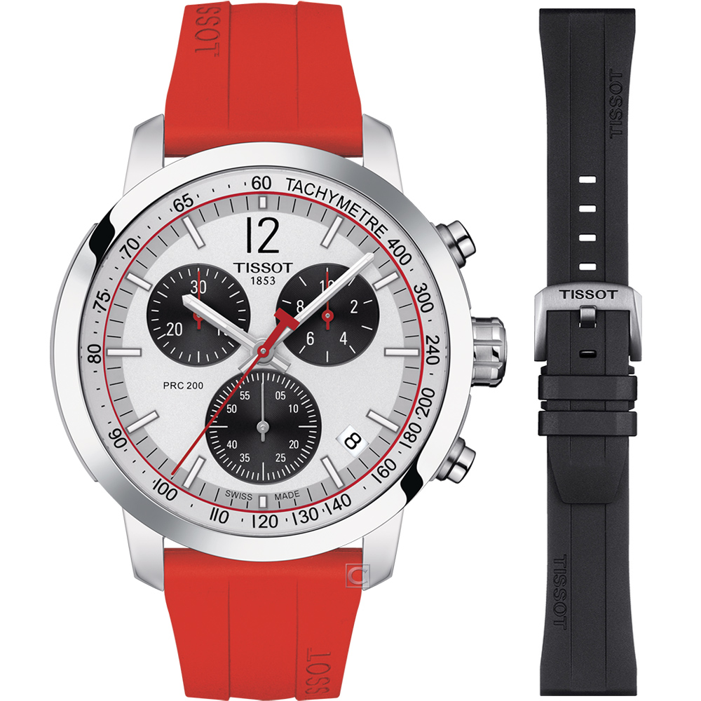 TISSOT 天梭 官方授權 T-Sport PRC 200 熊貓面盤計時腕錶-T1144171703702/43mm