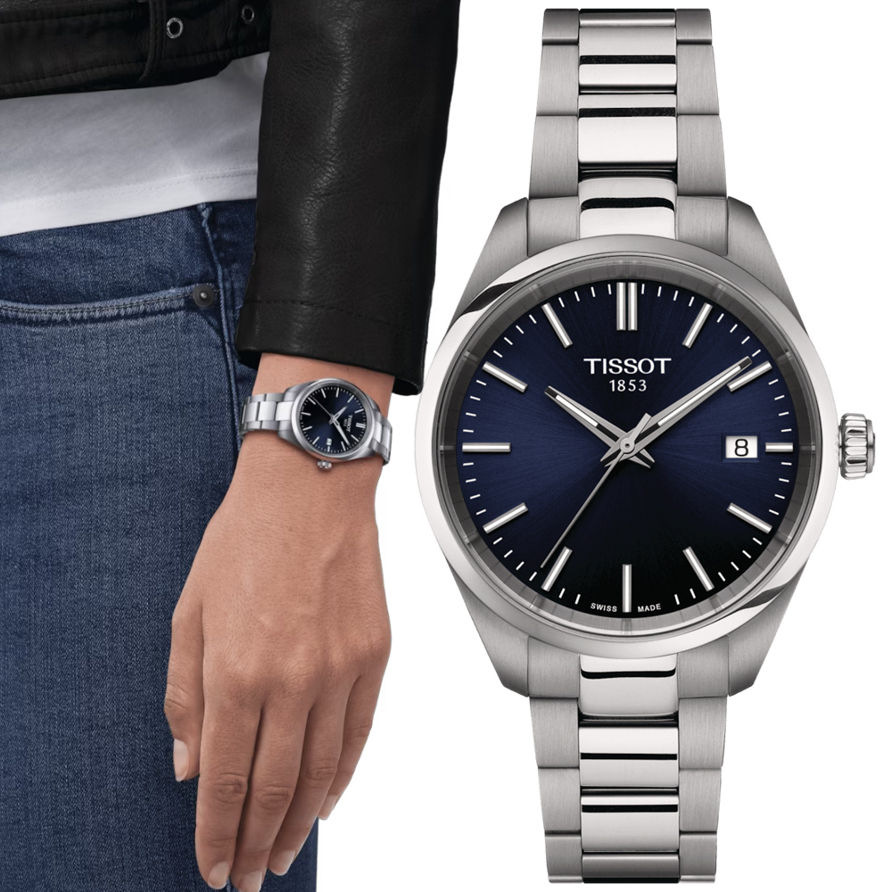 TISSOT天梭 PR100 經典簡約石英腕錶-藍 34mm / T1502101104100