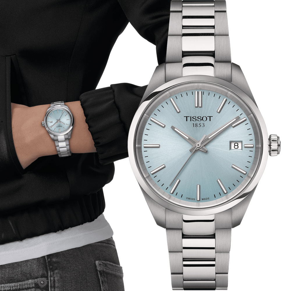 TISSOT 天梭錶官方授權 PR 100 俐落簡約時尚女錶-T1502101135100/冰藍34MM