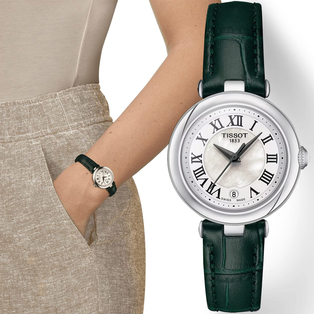 TISSOT 天梭 BELLISSIMA 珍珠母貝羅馬石英女錶-26mm T1260101611302
