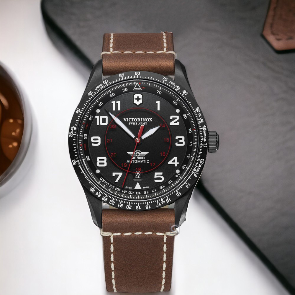 Victorinox 瑞士維氏 Airboss Black Edition 自動上鏈機械錶 男錶 棕色-VISA-241886