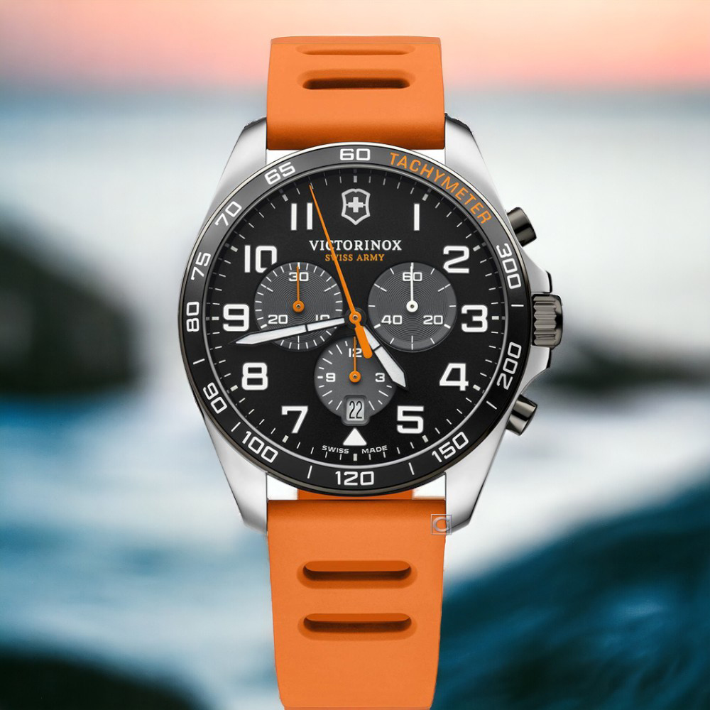 Victorinox 瑞士維氏 Fieldforce 競速計時腕錶 男錶 手錶 橘色-VISA-241893