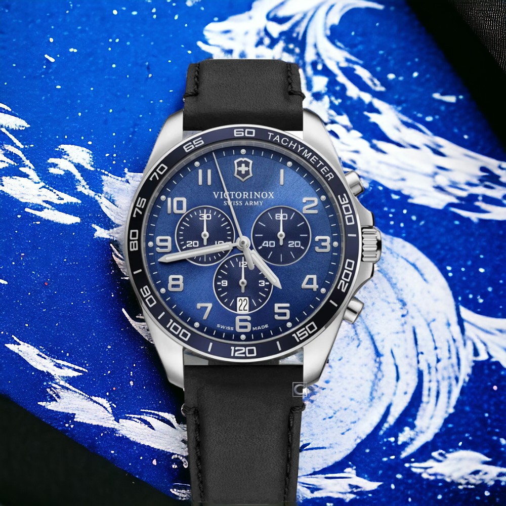 VICTORINOX 瑞士維氏 Fieldforce 計時時尚男錶 男錶 手錶 藍色-VISA-241929