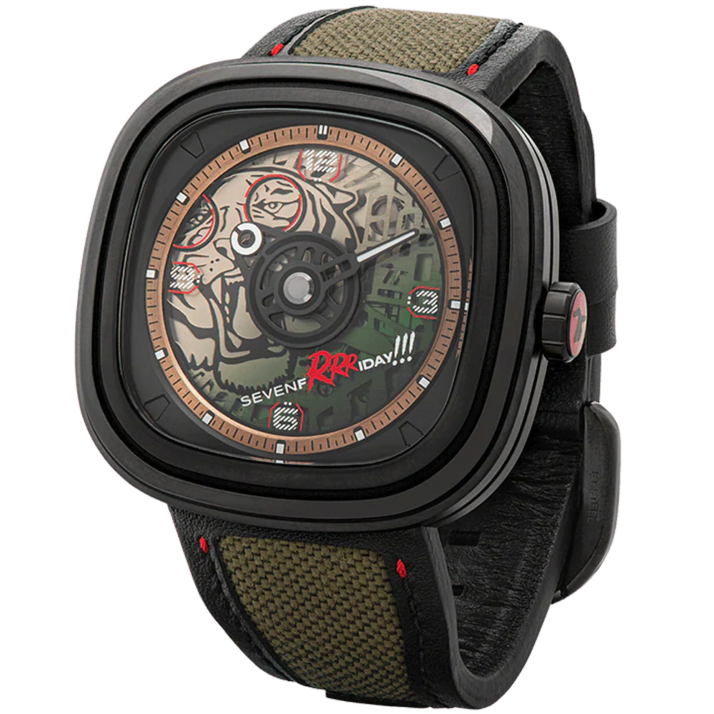 SEVENFRIDAY T3/04 虎年限量版 自動上鍊機械錶-綠/45x45,6mm
