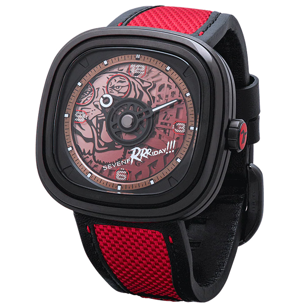 SEVENFRIDAY T3/05 虎年限量版 自動上鍊機械錶-紅/45x45,6mm