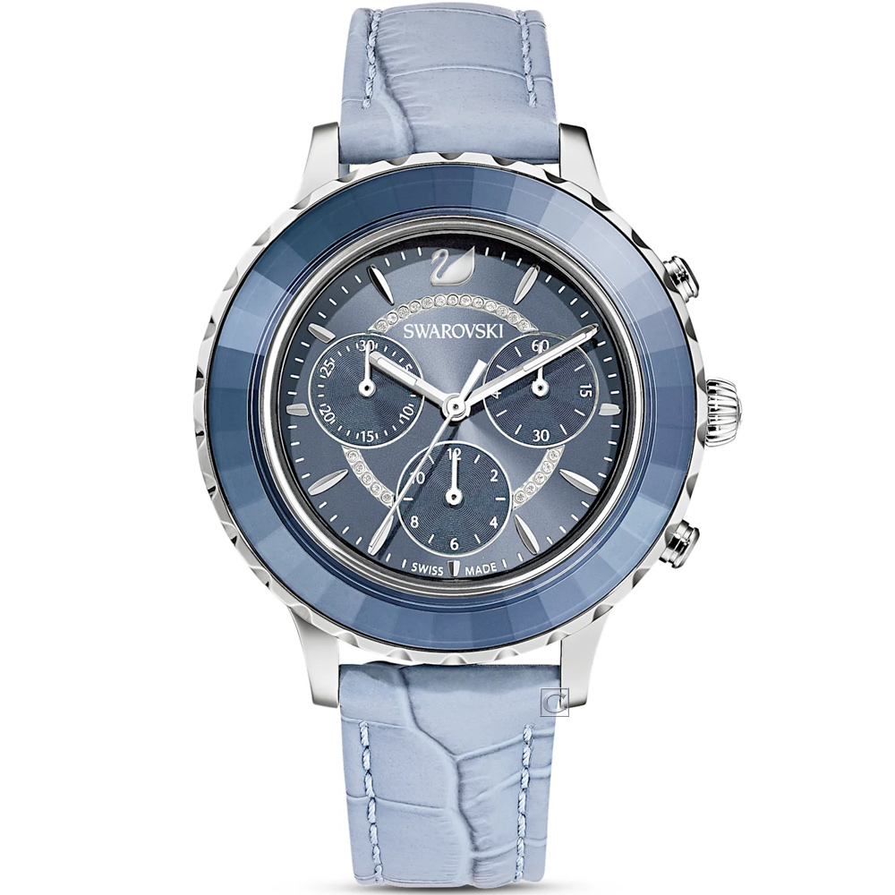 SWAROVSKI 施華洛世奇 Octea Lux Chrono計時腕錶-5580600-冰川藍