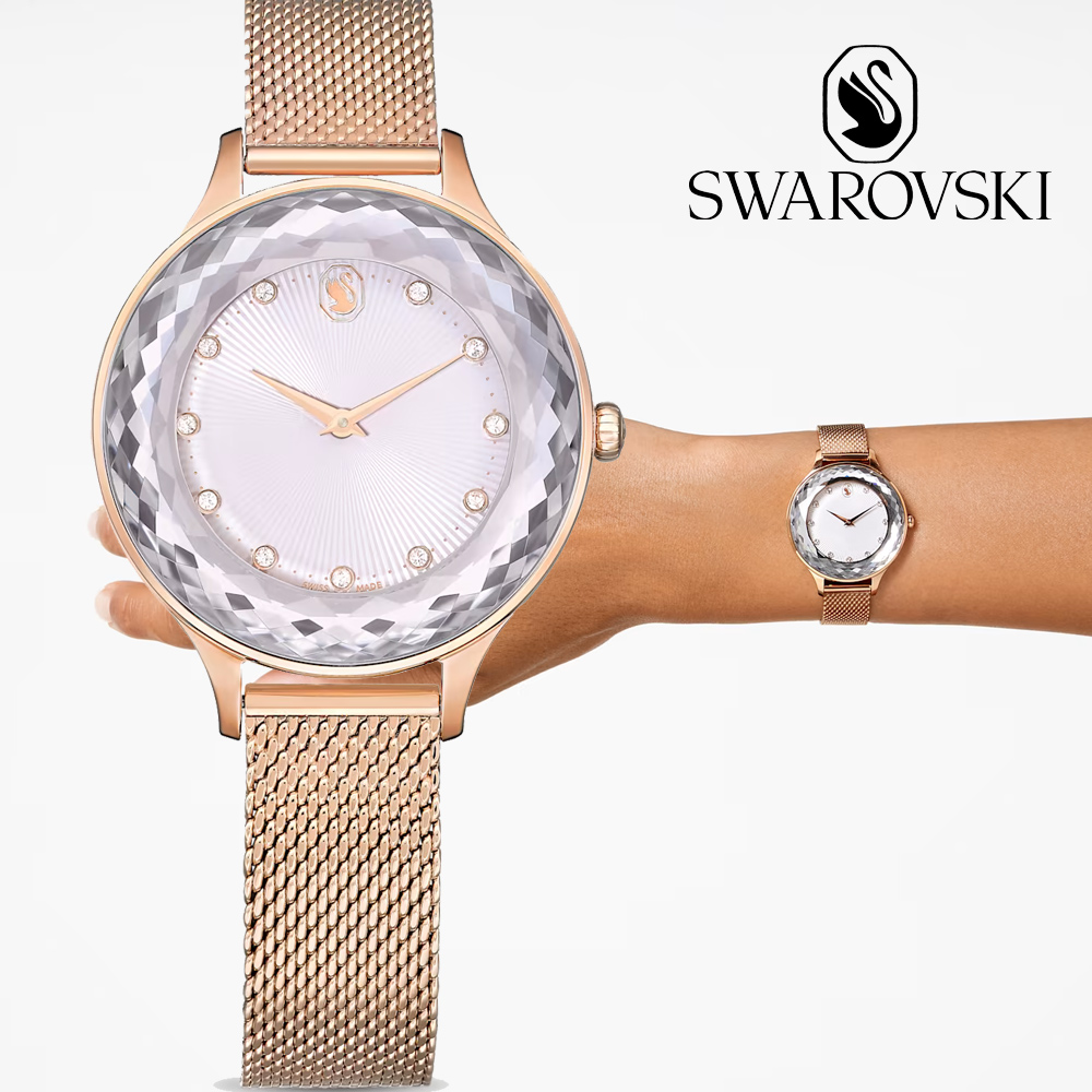 SWAROVSKI 施華洛世奇 Octea Nova 簡約優雅腕錶-5650011/玫瑰金色33mm
