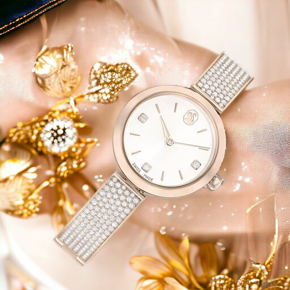SWAROVSKI 施華洛世奇 Illumina系列 香檳金色 手環式腕錶-女錶-5671196
