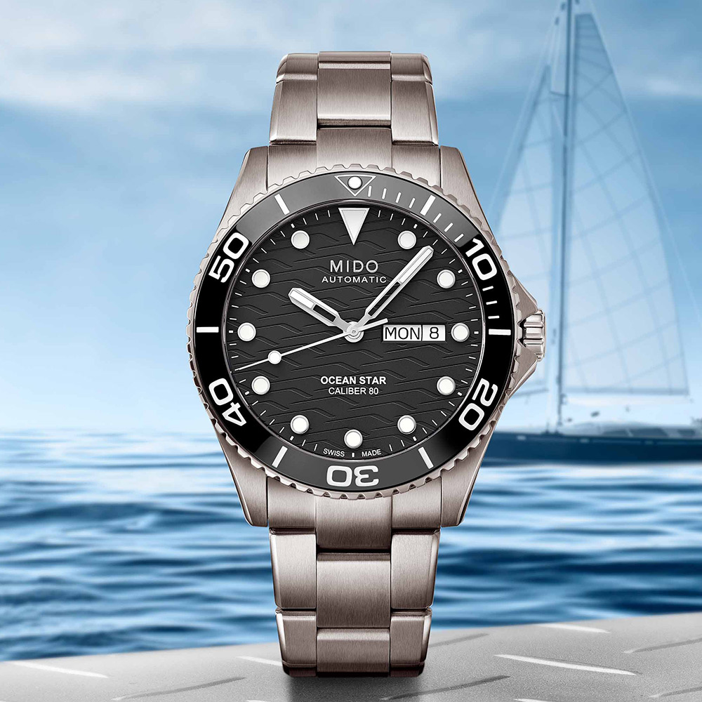 MIDO 美度 Ocean Star 200C 鈦金屬 海洋之星陶瓷圈潛水錶-黑/42.5mm M0424304405100