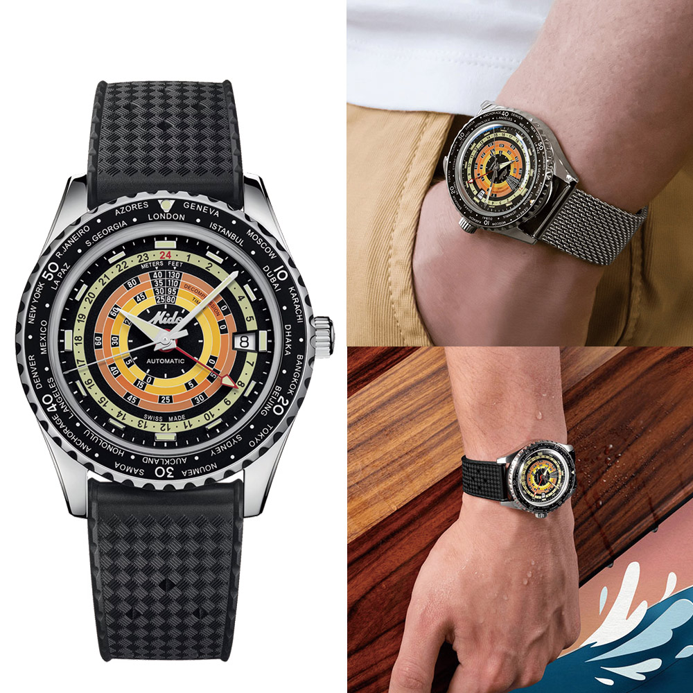 MIDO 美度錶 OCEAN STAR 復古雙時區潛水機械腕錶-M0268291705100黑40.5mm