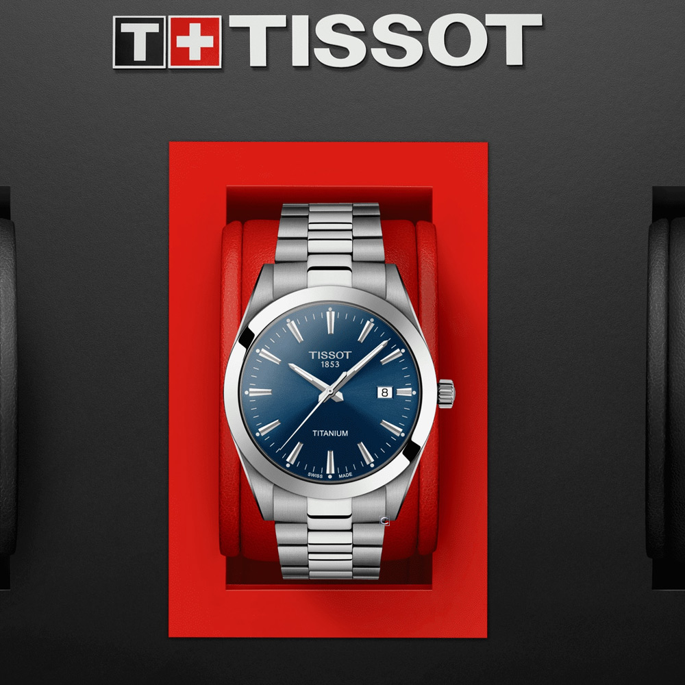 TISSOT 天梭 GENTLEMAN (T1274104404100) 鈦金屬 紳士時尚男錶-藍