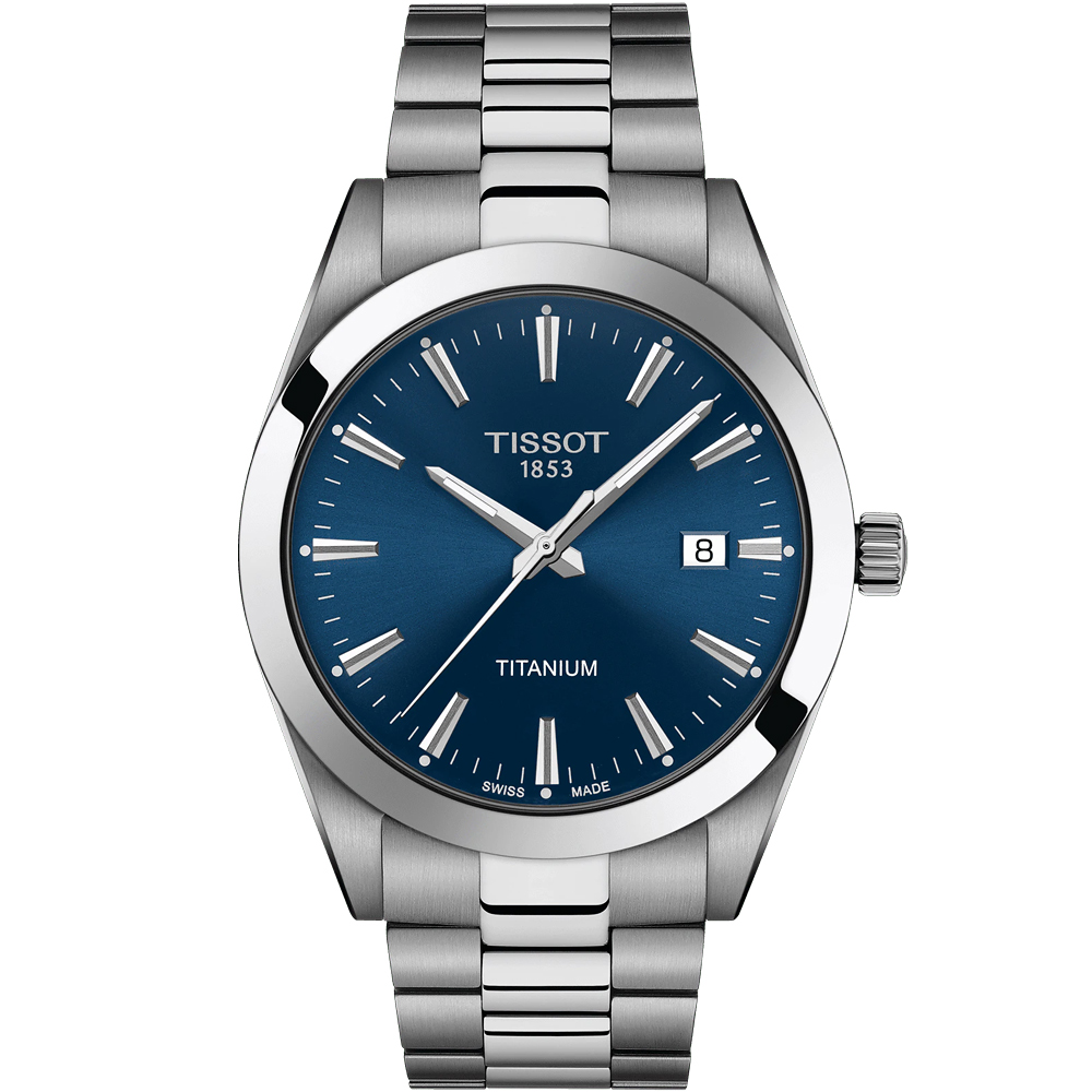TISSOT 天梭 GENTLEMAN 鈦金屬 紳士石英手錶-藍/40mm T1274104404100