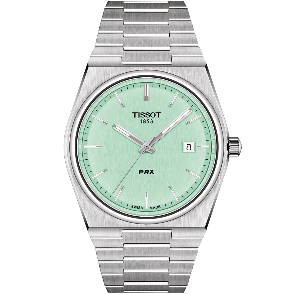 TISSOT 天梭 PRX 復刻版大三針石英手錶-蒂芬妮綠/40mm T1374101109101