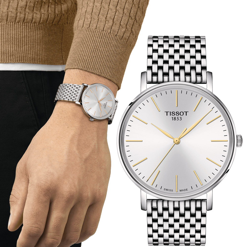 TISSOT 天梭 官方授權 EVERYTIME 經典簡約大三針腕錶-T1434101101101/40mm