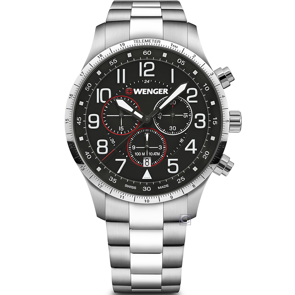 瑞士 WENGER ATTITUDE 系列(01.1543.120) 黑色計時運動錶