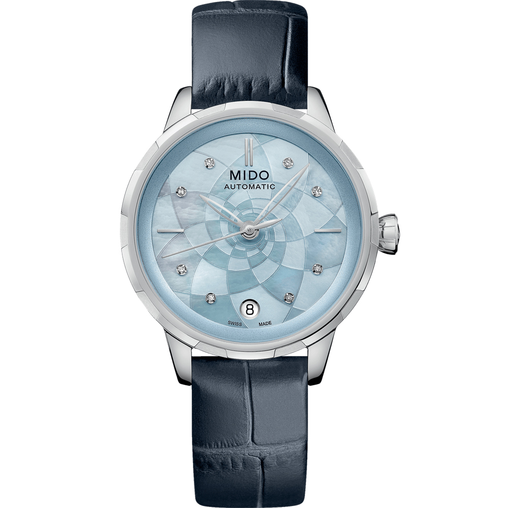MIDO 美度 花雨系列雅緻蓮花機械錶-M0432071613100/藍34mm
