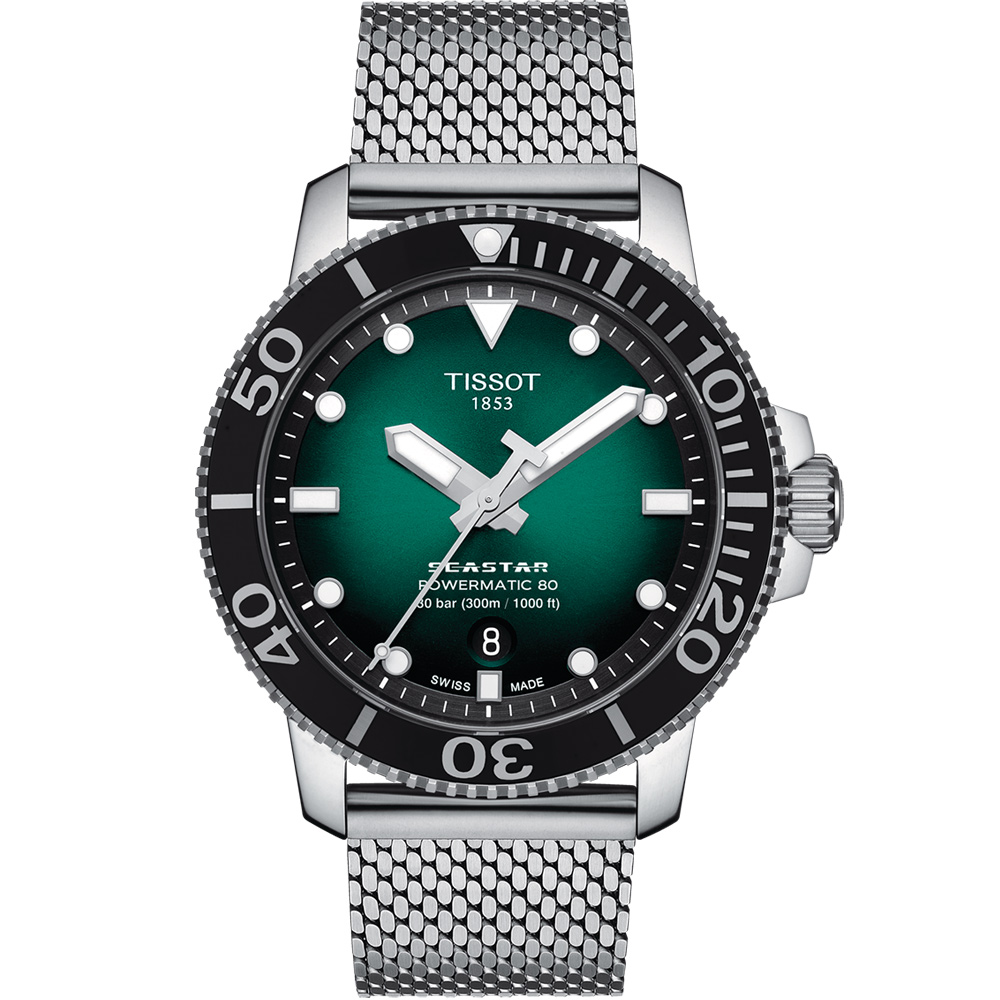 TISSOT Seastar 海星300米潛水機械錶(T1204071109100)綠