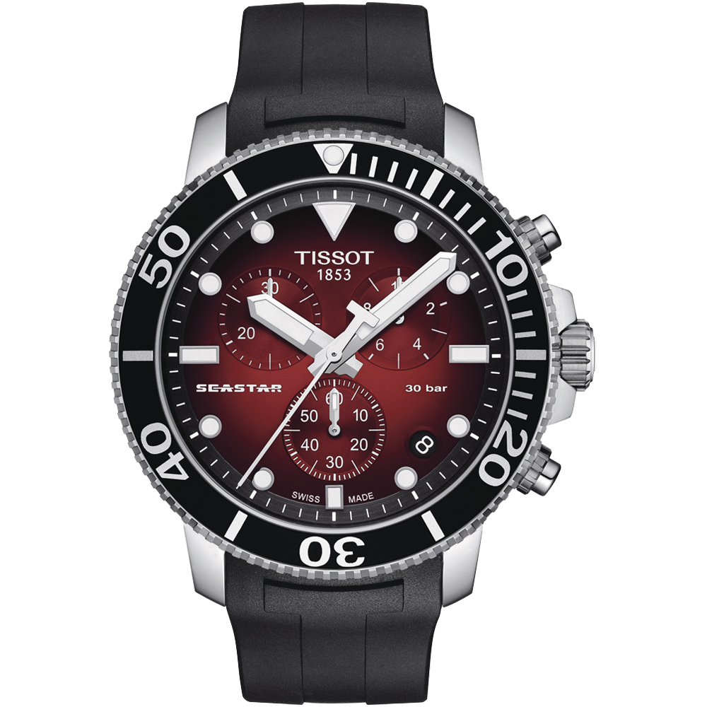 TISSOT 天梭 Seastar 1000海洋之星300米潛水錶/紅/45.5mm/T1204171742100