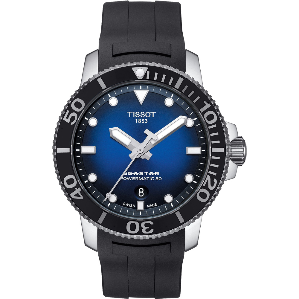 TISSOT 天梭 Seastar 1000 海洋之星300米潛水機械錶-藍x黑/43mm T1204071704100