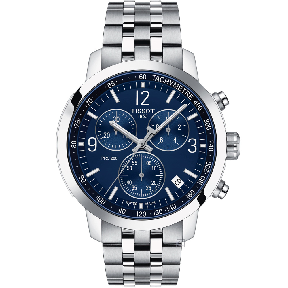 TISSOT 天梭 T-Sport PRC 200 CHRONOGRAPH計時腕錶-T1144171104700/藍43mm