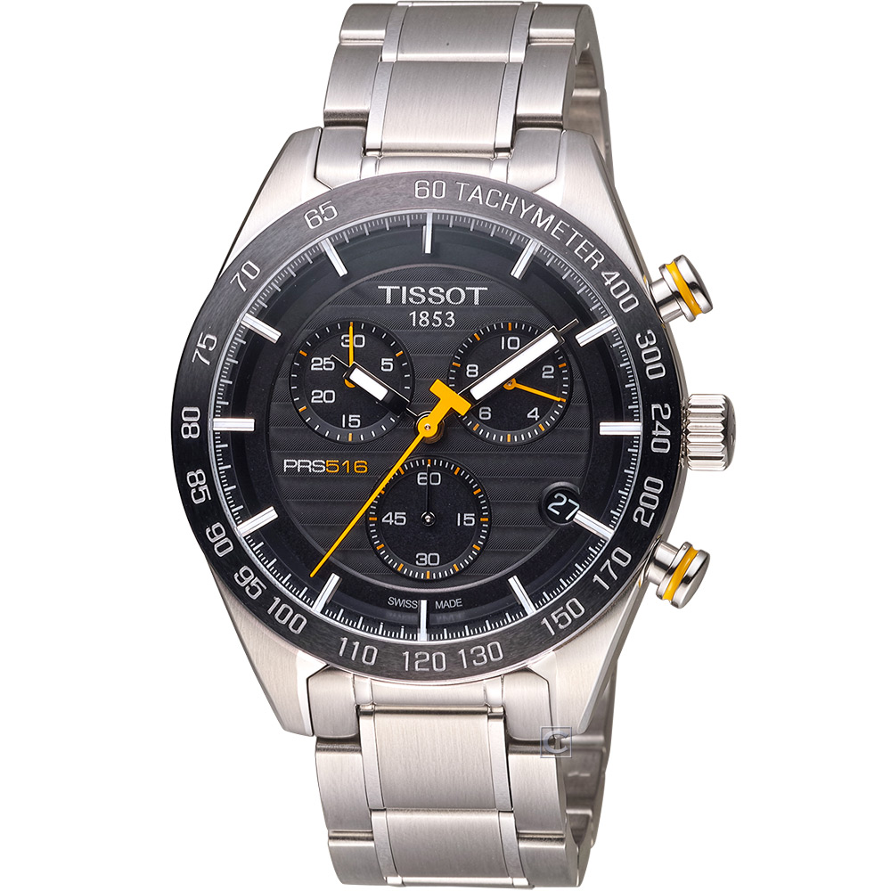 TISSOT PRS 516 Quartz Chronograph 賽車元素計時腕錶 T1004171105100