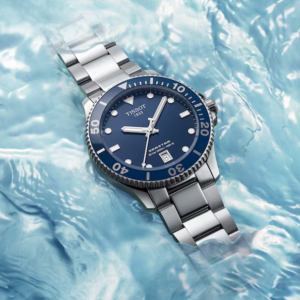 TISSOT 天梭 Seastar 1000 海洋之星300米潛水機械錶-藍/43mm T1204071104103