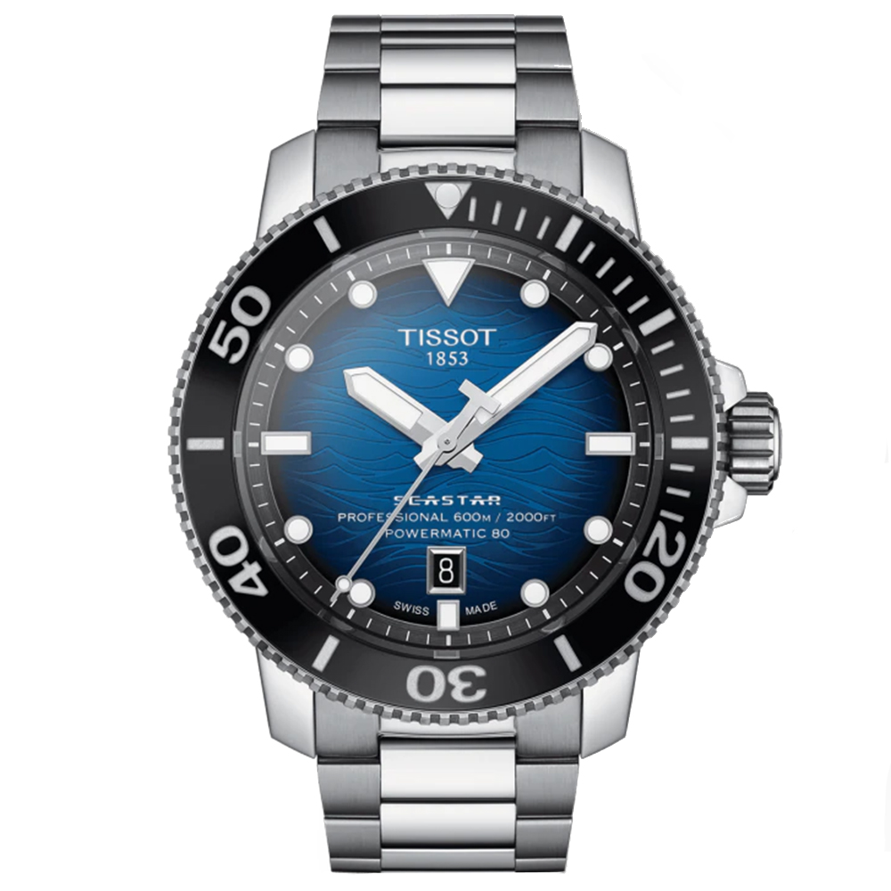 TISSOT 天梭 Seastar 2000 海洋之星600米潛水機械錶-藍/46mm T1206071104101