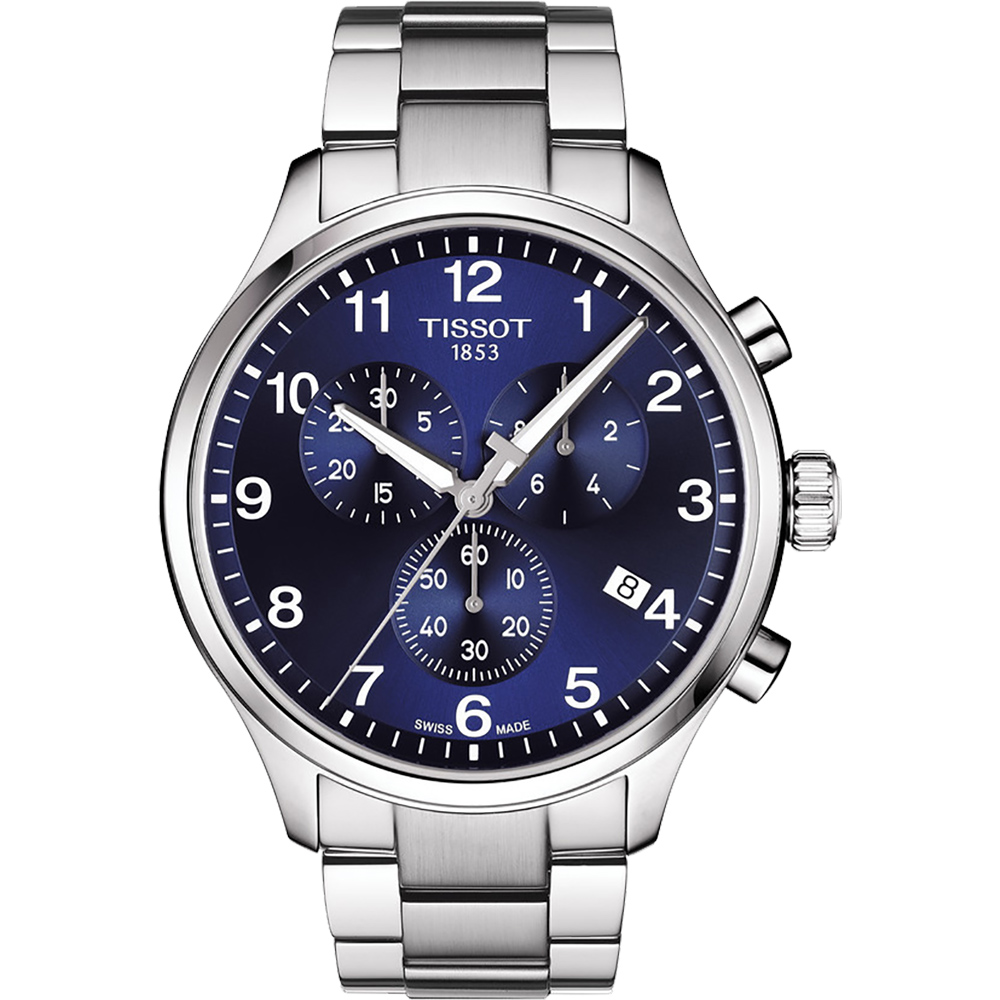 TISSOT 天梭 韻馳系列 Chrono XL計時手錶-藍x銀/45mm T1166171104701