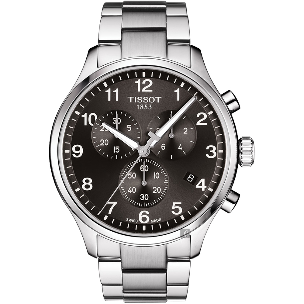 TISSOT 天梭 韻馳系列 Chrono XL計時手錶-灰x銀/45mm T1166171105701
