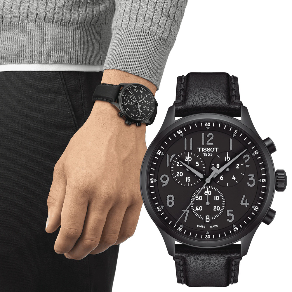 TISSOT 天梭 韻馳系列 Chrono XL計時手錶-黑/45mm T1166173605200