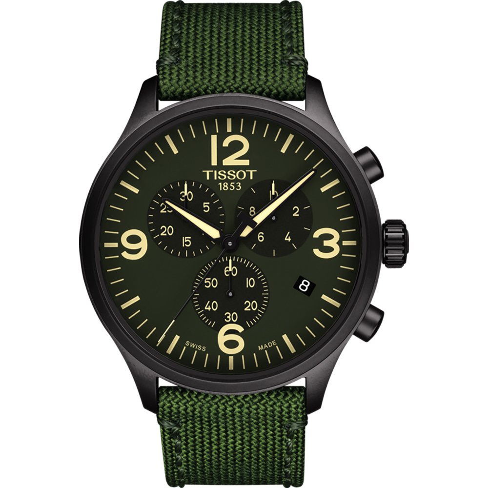 TISSOT天梭 韻馳系列 Chrono XL計時手錶-綠x黑框/45mm T1166173709700