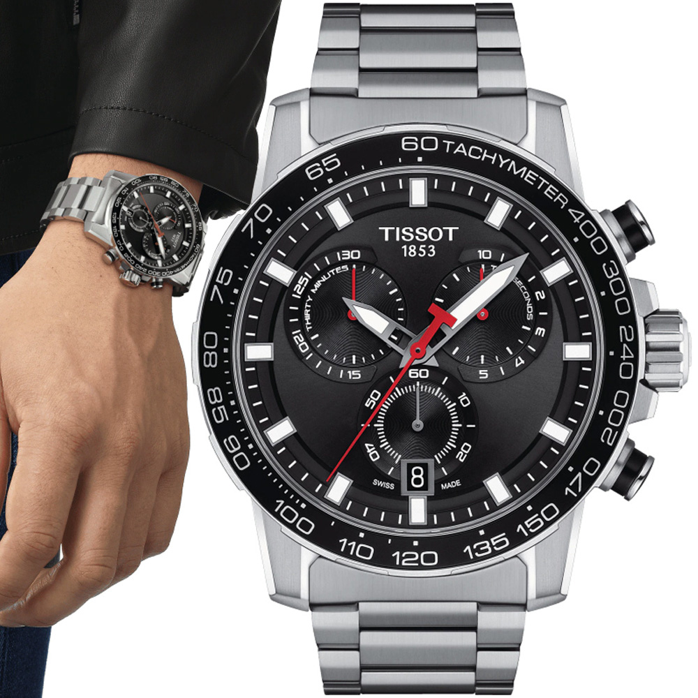TISSOT天梭 SUPERSPORT 三眼計時腕錶 45.5mm/T1256171105100