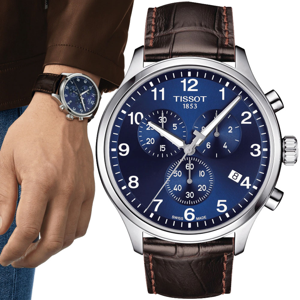 TISSOT天梭 韻馳系列 XL三眼計時腕錶 45mm/T1166171604700